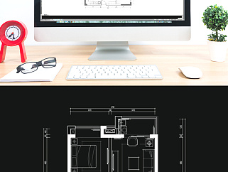 多层两室一厅户型CAD平面