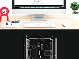 高层两室一厅居室CAD平面图