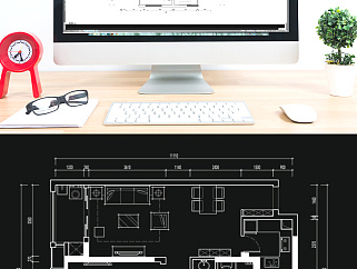 多层户型两室一厅CAD平面定制