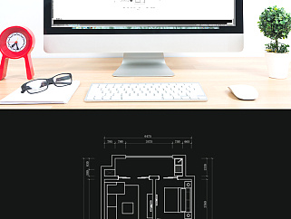 两室一厅户型CAD平面图定制