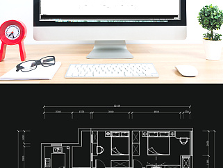 CAD两室一厅居室平面图方案