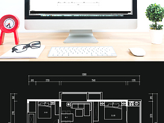 两室一厅CAD户型平面方案设计