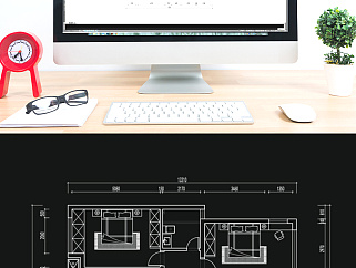 CAD两室两厅户型平面方案