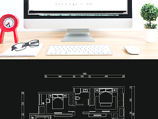 CAD两室两厅户型平面方案定制
