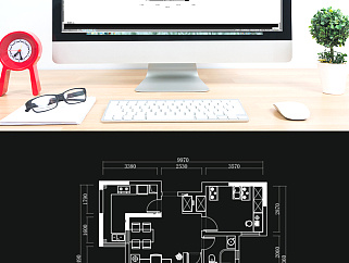 两室一厅户型CAD室内平面