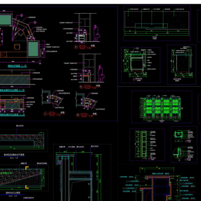 几款精致接待台吧台CAD立面剖面3D模型
