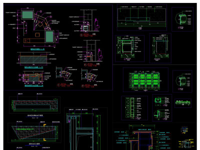 几款精致接待台吧台CAD立面剖面3D模型