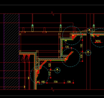 轻钢龙骨石膏板灯槽剖面图cad