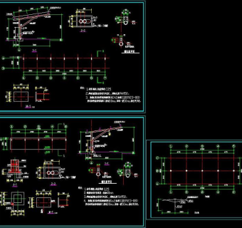 某钢结构车棚设计CAD施工图