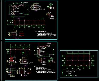某钢结构车棚设计CAD施工图