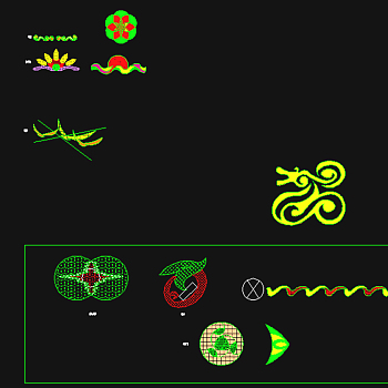 龙纹等模纹CAD素材免费下载