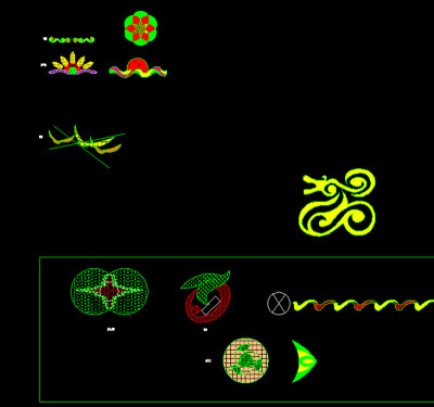 龙纹等模纹CAD素材免费下载