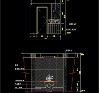 现简约室内玄关施工cad立面图效果图