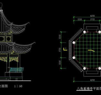 中式传统塔楼建筑CAD图
