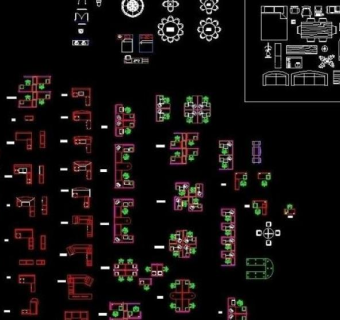cad常用办公家具餐厅家具立体及平面模块图片