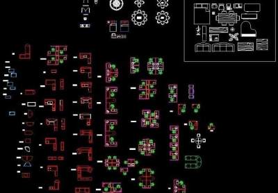 cad常用办公家具餐厅家具立体及平面模块图片
