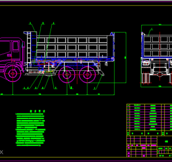 自卸汽车组装图CAD图纸