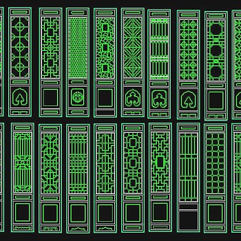 古代古门、屏风CAD图块素材库