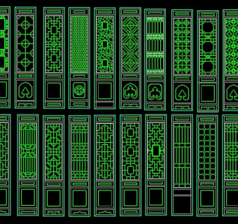古代古门、屏风CAD图块素材库