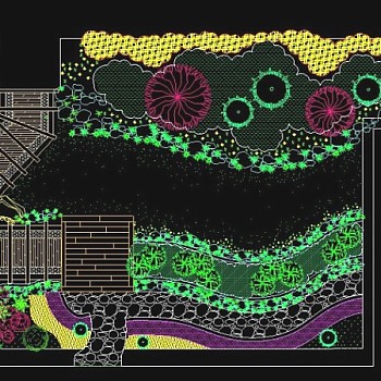 一套别墅庭院四周景观绿化cad图