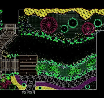 一套别墅庭院四周景观绿化cad图