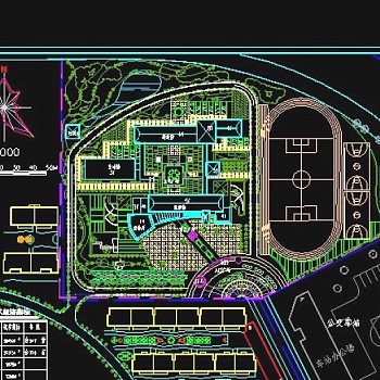 某市中心小学全套cad规划平面设计图