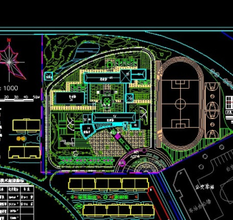 某市中心小学全套cad规划平面设计图