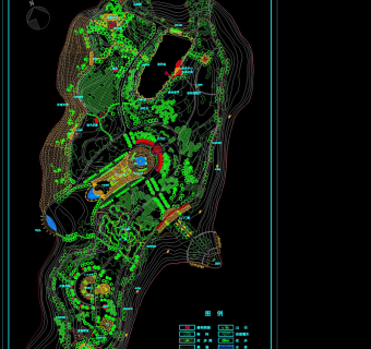 天池湖月亮岛公园cad设计图稿