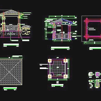 特色景观四角亭CAD施工详图