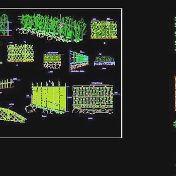 各种竹篱笆样式CAD图纸3D模型