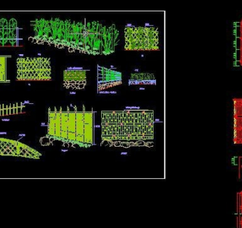各种竹篱笆样式CAD图纸3D模型