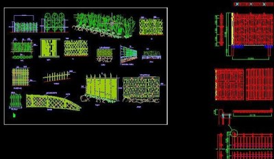 各种竹篱笆样式CAD图纸3D模型