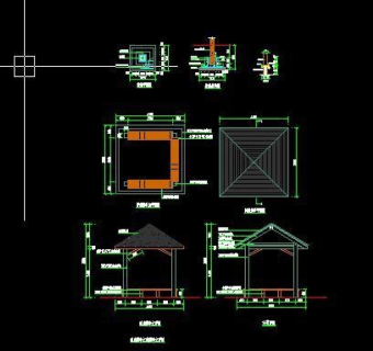 景观亭子CAD施工详图大样图3D模型