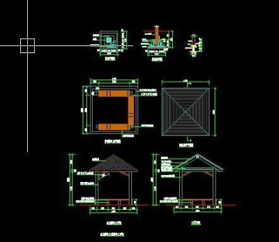 景观亭子CAD施工详图大样图3D模型