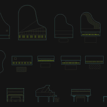 钢琴模块cad图纸3D模型