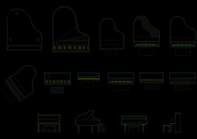 钢琴模块cad图纸3D模型