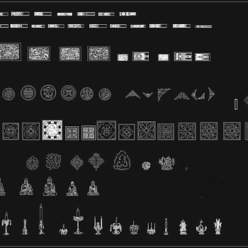 CAD中式纹样图块cad图纸