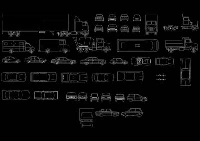 各种车CAD立面图库