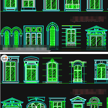 欧式窗户CAD图纸库下载