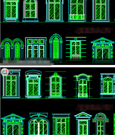 欧式窗户CAD图纸库下载