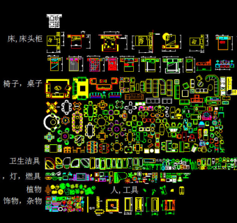 CAD床头柜沙发椅子桌子卫生洁具饰物杂物3D模型