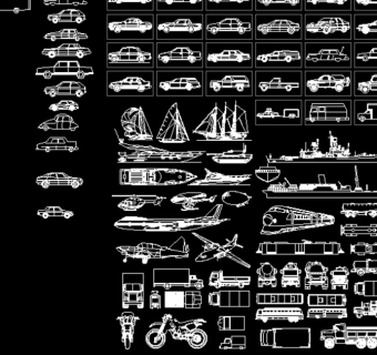 各种交通工具CAD图例图片