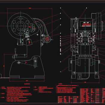 冲床总图CAD机械图纸