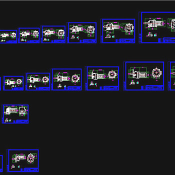 R系列不同尺寸减速机CAD机械图纸