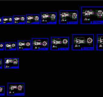 R系列不同尺寸减速机CAD机械图纸