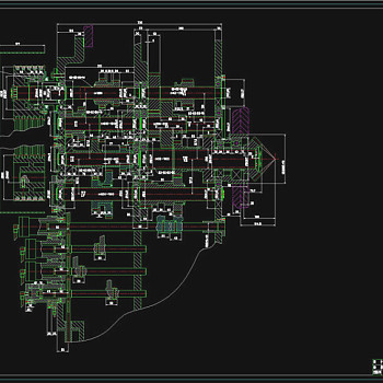 车床传动系统变速箱展开图CAD机械图纸