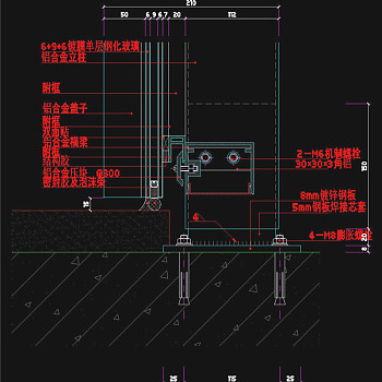 玻璃幕墙节点图CAD图纸