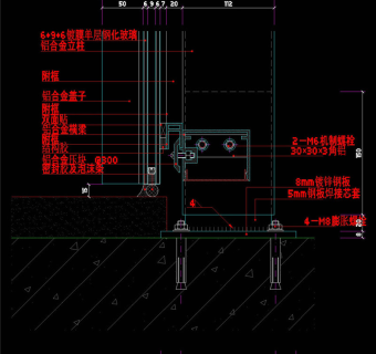玻璃幕墙节点图CAD图纸