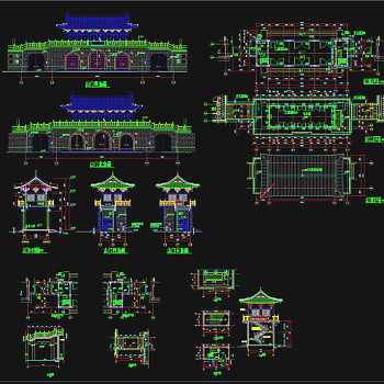 仿古山门建筑施工图CAD图纸