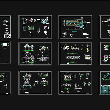 古建筑小品施工图CAD图纸